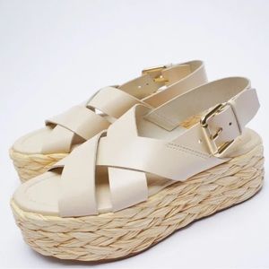 Zara woven leather chunky leather platform sandals